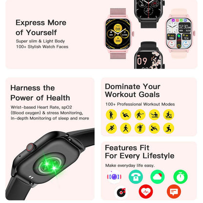 LT10 Smart Watch - Bluetooth Calling, Heart Rate & Blood Pressure Monitor - Buy Center