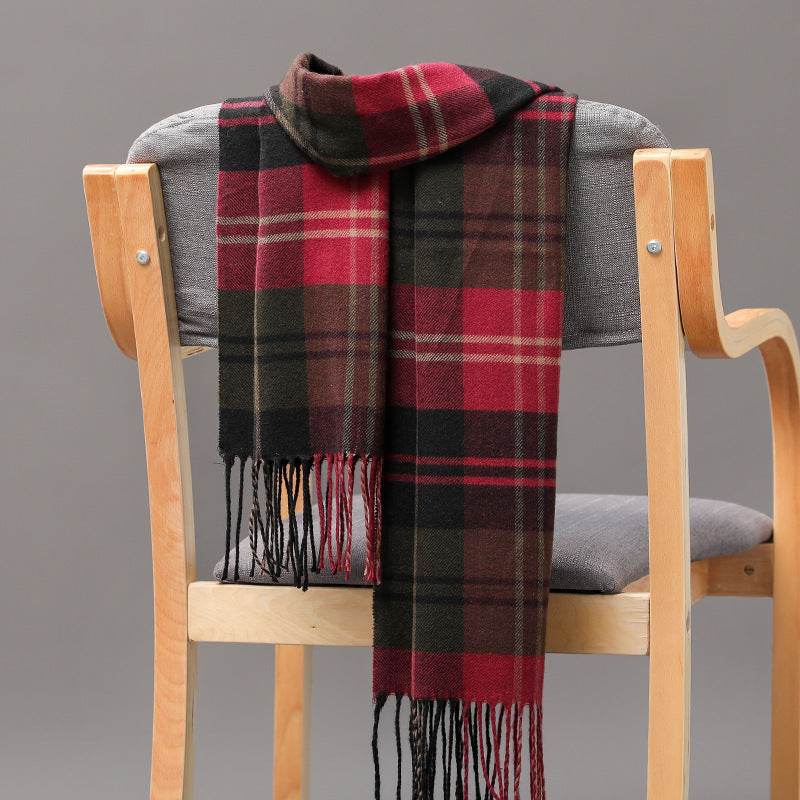 British Plaid Cashmere Scarf - Stylish Tassels, Perfect for Couples & Families - Buy Center