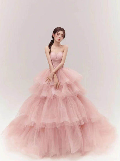 Buycenter Fairy Temperament Evening Dress - Elegant Pink Organza Style - Buy Center