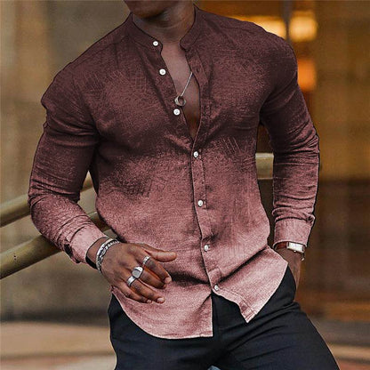 Gradient Men's Casual Long Sleeve Shirt - Slim Fit, Multiple Colors Available - Buy Center