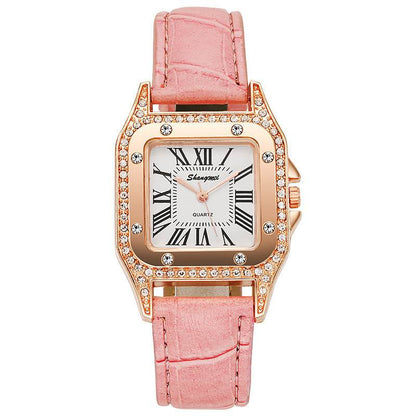 Square Diamond Women's Watch - Elegant Casual Style with Roman Numerals - Buy Center
