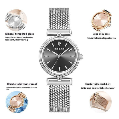 Women's Retro Mesh Strap Watch - Stylish & Waterproof for All Occasions - Buy Center
