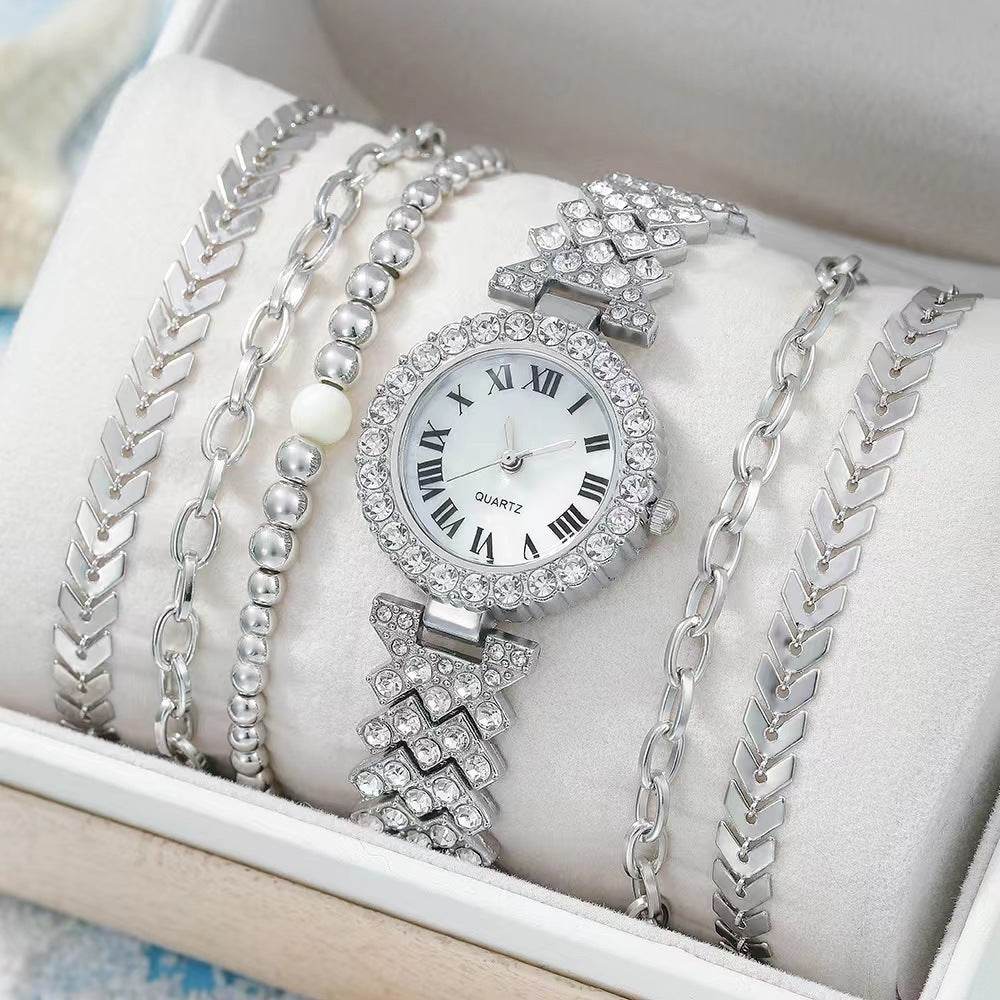 Buycenter Women's 6-Piece Diamond Bracelet Watch Set - Luxurious Gift Box - Buy Center