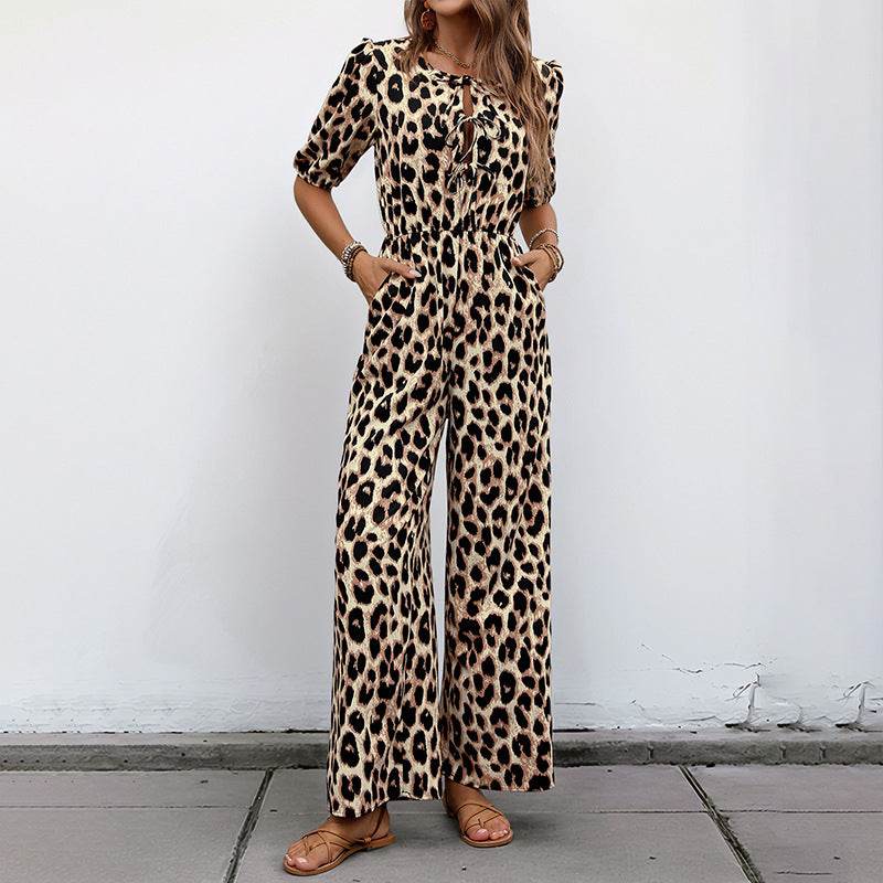 Buycenter Leopard Print Jumpsuit - High Waist, Elegant Style Romper - Buy Center