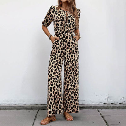 Buycenter Leopard Print Jumpsuit - High Waist, Elegant Style Romper - Buy Center