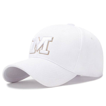 Four Seasons M Letter Embroidered Cap - Adjustable & Breathable Design - Buy Center
