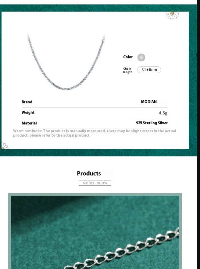 S925 Sterling Silver Necklace - Diamond Inlaid for Influencers 2025 - Buy Center
