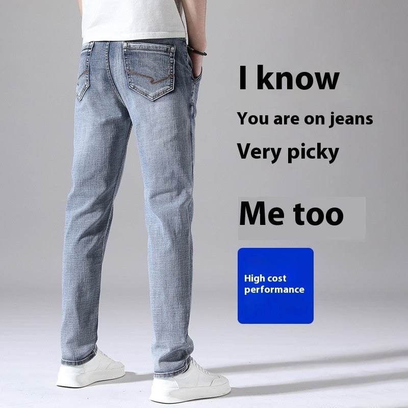 Retro Thin Tapered Jeans for Men - Stylish Casual Trousers for Summer - Buy Center