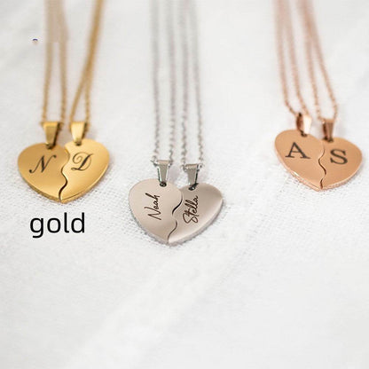 Personalized Stainless Steel Heart Necklace - Gold/Rose Gold Elegance - Buy Center