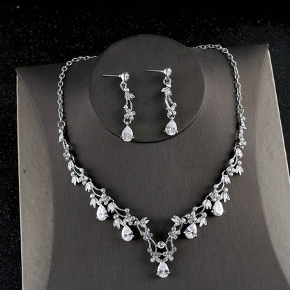 Elegant Simple Zircon Necklace Set - Bridal Jewelry for Modern Korean Brides - Buy Center