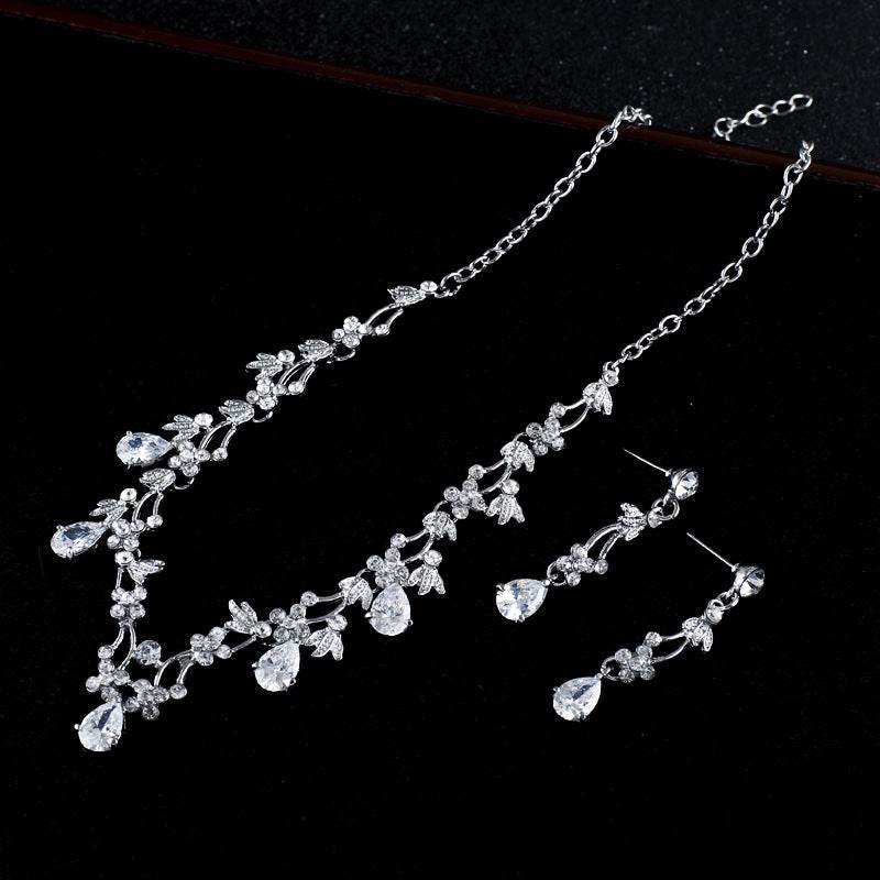Elegant Simple Zircon Necklace Set - Bridal Jewelry for Modern Korean Brides - Buy Center