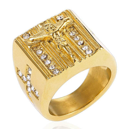 Vintage Men's Jesus Cross Ring - Retro Stainless Steel Jewelry for Him - Buy Center