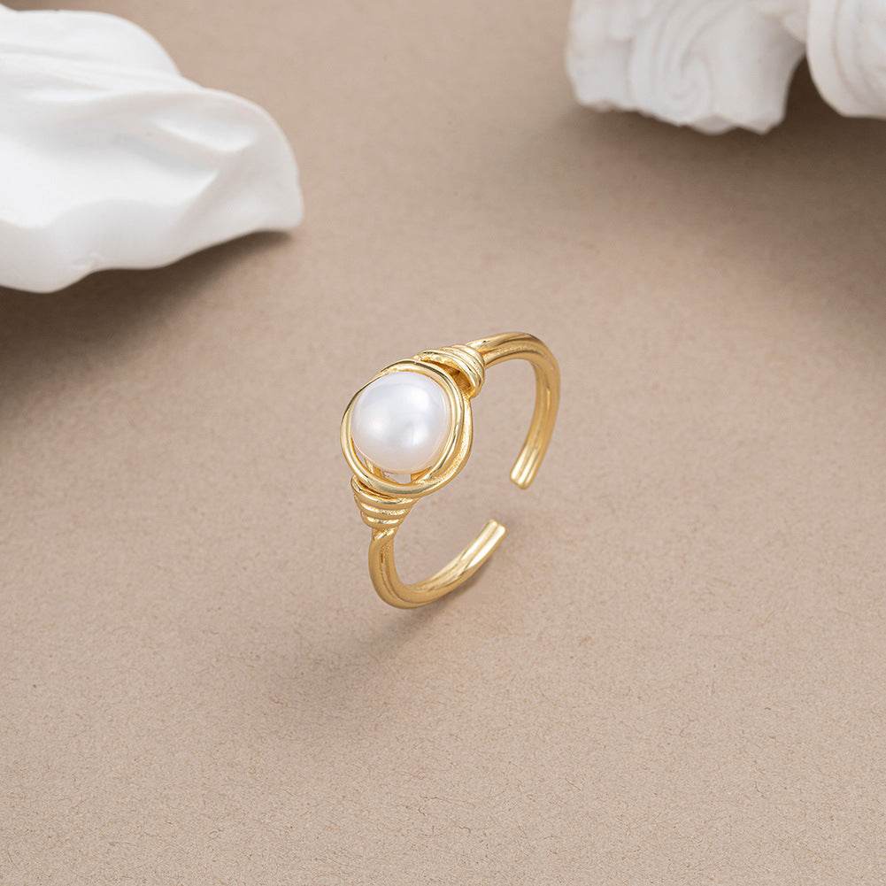Elegant 925 Silver Baroque Freshwater Pearl Ring - Modern Stylish Design - Buy Center