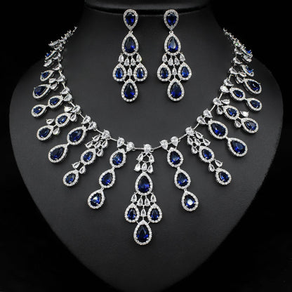 Buy Center Women's Zircon Necklace & Earrings Set - Elegant Water Drop Design - Buy Center