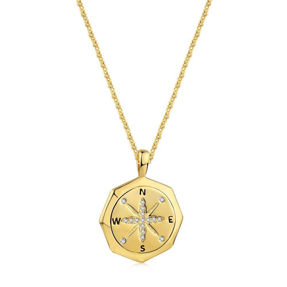 S925 Sterling Silver Compass Necklace - Lucky Star Pendant for Women - Buy Center