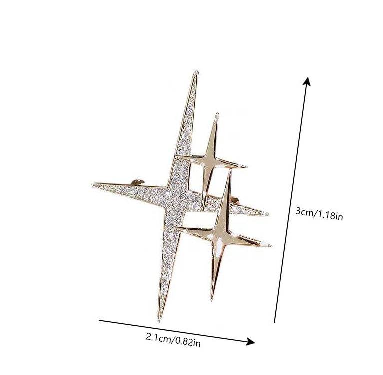 Buy Center Retro Camellia Zircon Brooch - Metallic Star Design Accessory - Buy Center