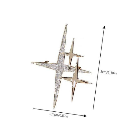 Buy Center Retro Camellia Zircon Brooch - Metallic Star Design Accessory - Buy Center