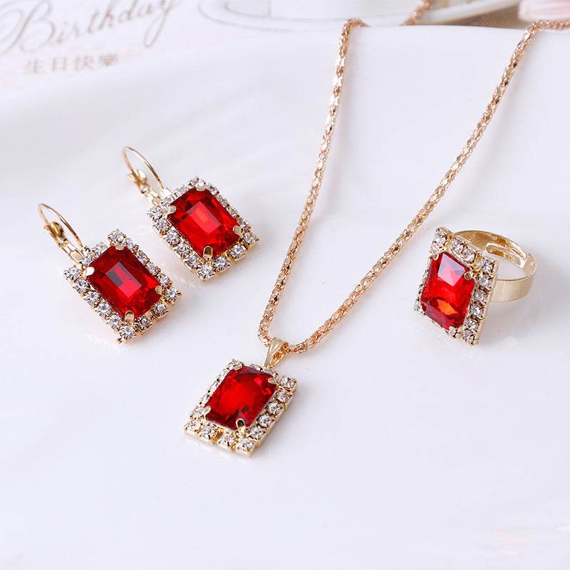 Elegant Crystal Bridal Jewelry Set - Necklace, Earrings & Ring 2025 - Buy Center