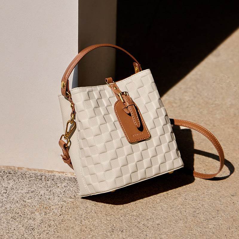 Buycenter Cowhide Bucket Shoulder Bag - Urban Simplicity Crossbody Style - Buy Center