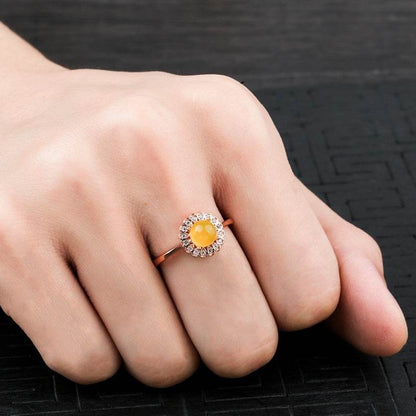 Sterling Silver Rose Gold Eardrop Frame Ring - Adjustable & Elegant Design - Buy Center