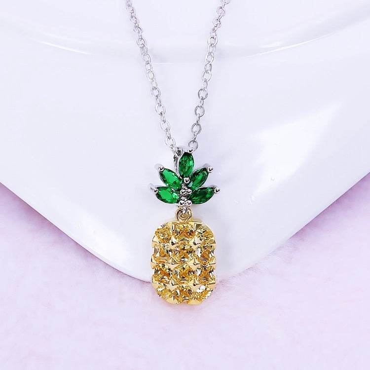 Andie Jewelry Crystal Pineapple Earrings & Necklace Set - 925 Silver - Buy Center