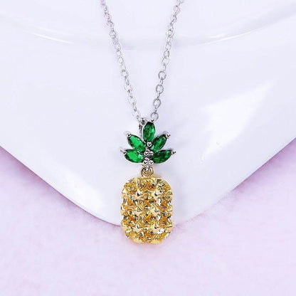 Andie Jewelry Crystal Pineapple Earrings & Necklace Set - 925 Silver - Buy Center