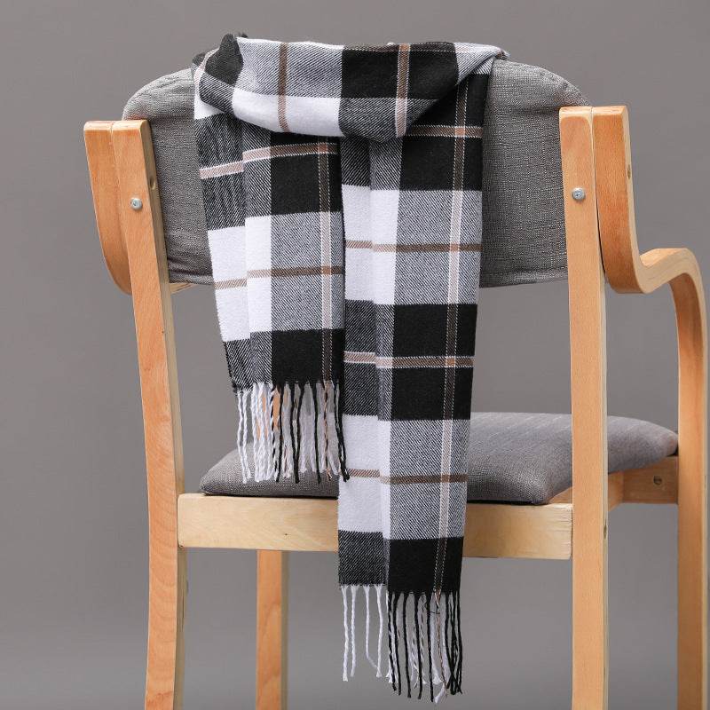 British Plaid Cashmere Scarf - Stylish Tassels, Perfect for Couples & Families - Buy Center