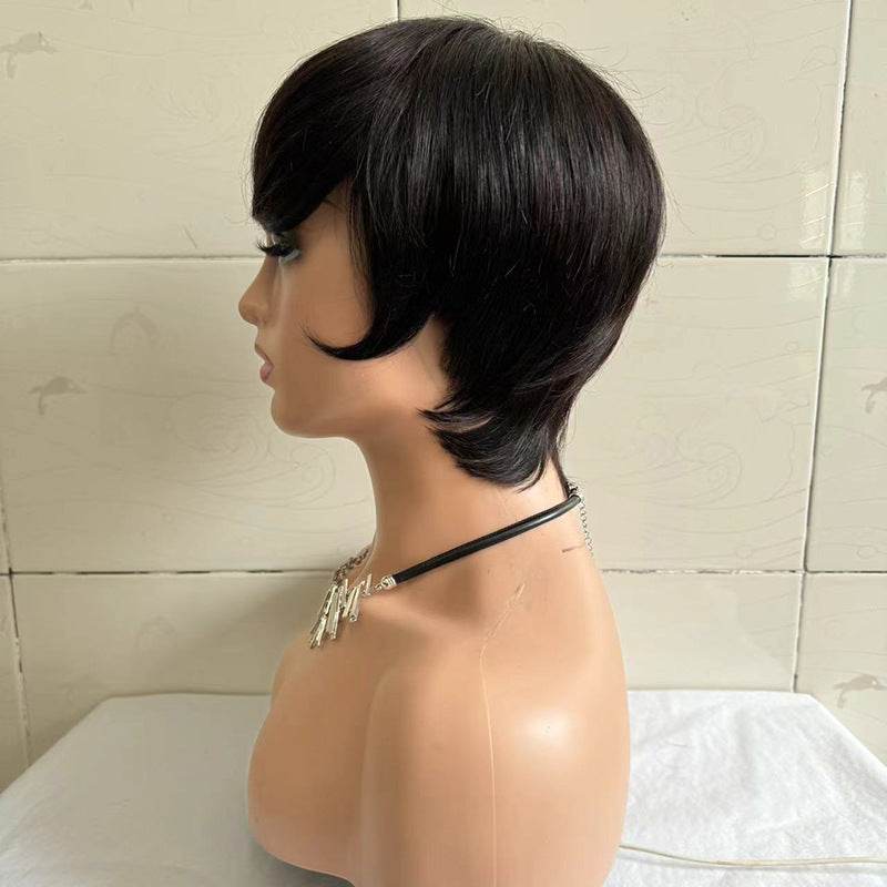 Short Straight Wig for Women - 100% Real Human Hair, Stylish Design - Buy Center
