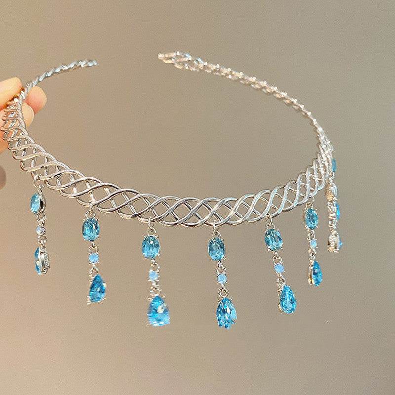 Blue Water Drop Zircon Collar - Elegant Women's Body Jewelry 2025 - Buy Center