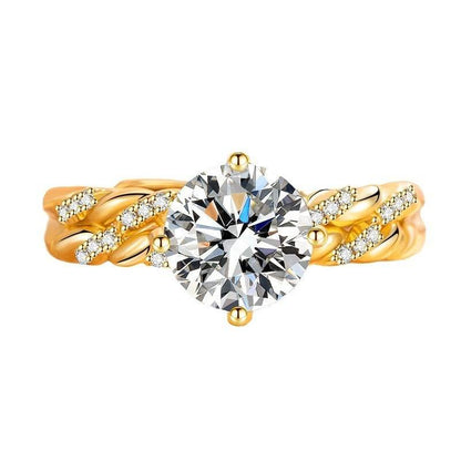 Elegant Gold Crown Zircon Ring - 2 Karat Sparkle for Women - Buy Center