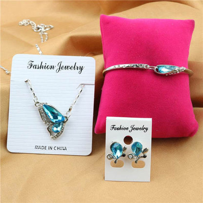 Elegant Three-Piece Necklace Set - Stylish Alloy Pendant & Earrings for Women - Buy Center