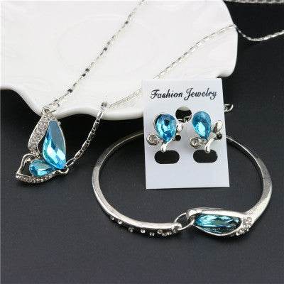 Elegant Three-Piece Necklace Set - Stylish Alloy Pendant & Earrings for Women - Buy Center