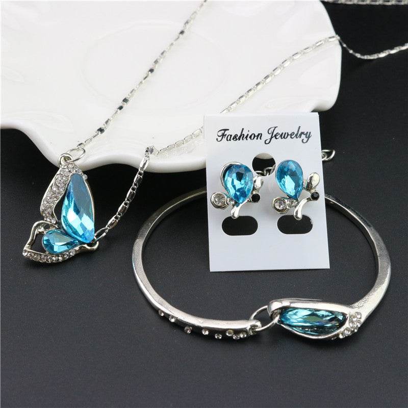 Elegant Three-Piece Necklace Set - Stylish Alloy Pendant & Earrings for Women - Buy Center
