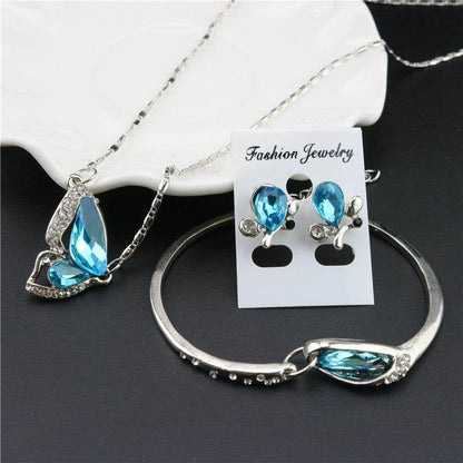 Elegant Three-Piece Necklace Set - Stylish Alloy Pendant & Earrings for Women - Buy Center