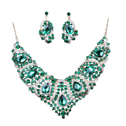 Colorful Bridal Necklace & Earring Set - Geometric Gemstone Jewelry 2025 - Buy Center