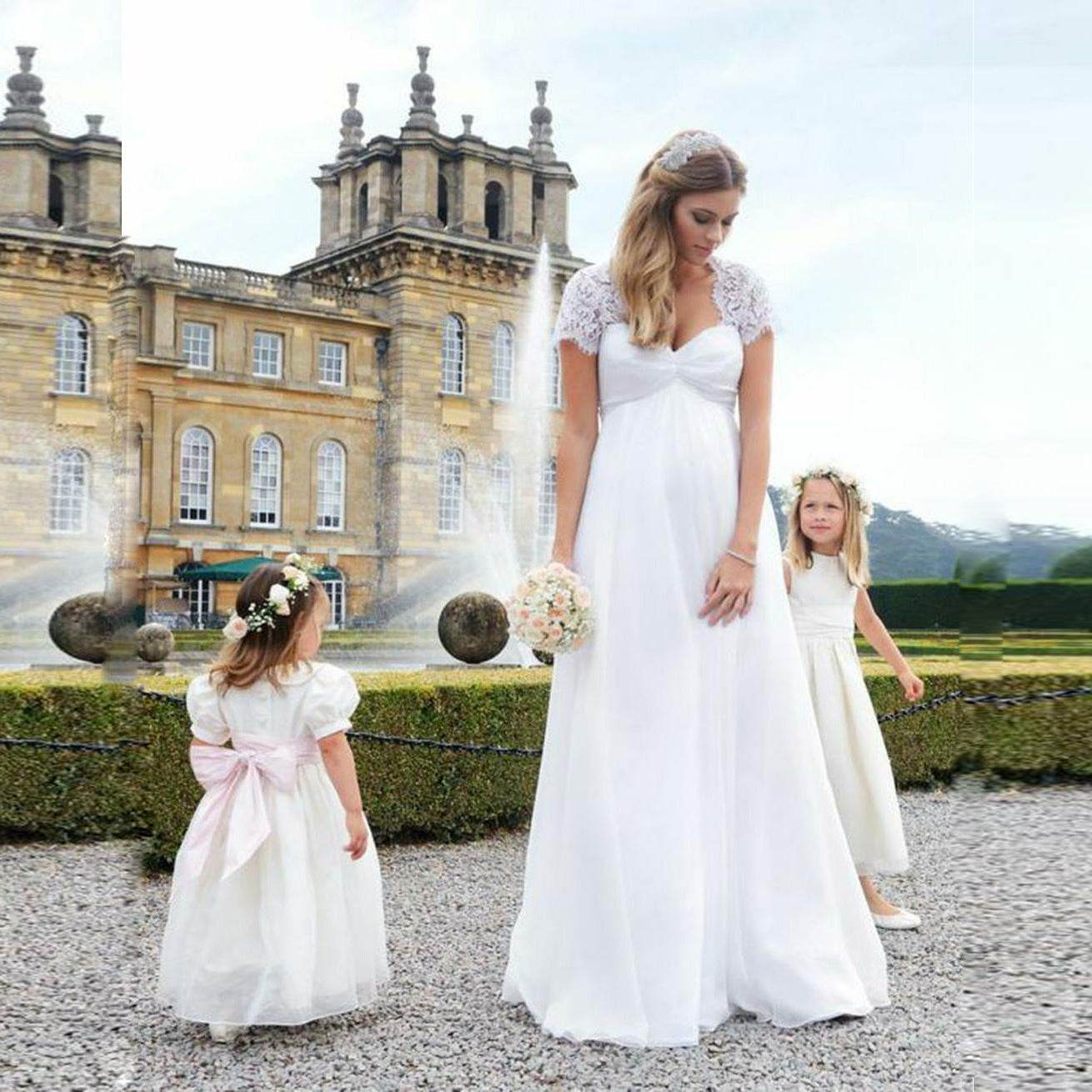 Elegant Japanese Cotton Wedding Dress - Short-Sleeved with Lace Stitching - Buy Center