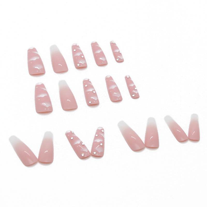 Women's Long Ballerina Nail Stickers - Elegant Z115 Pink Cloud Design - Buy Center