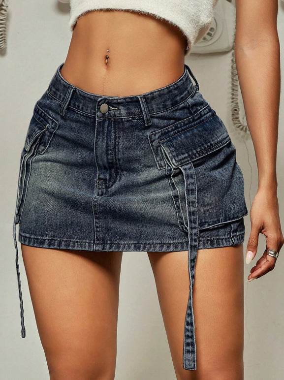 Buycenter Cargo Pocket Denim Skirt - A-Line Short Skirt for All Sizes - Buy Center
