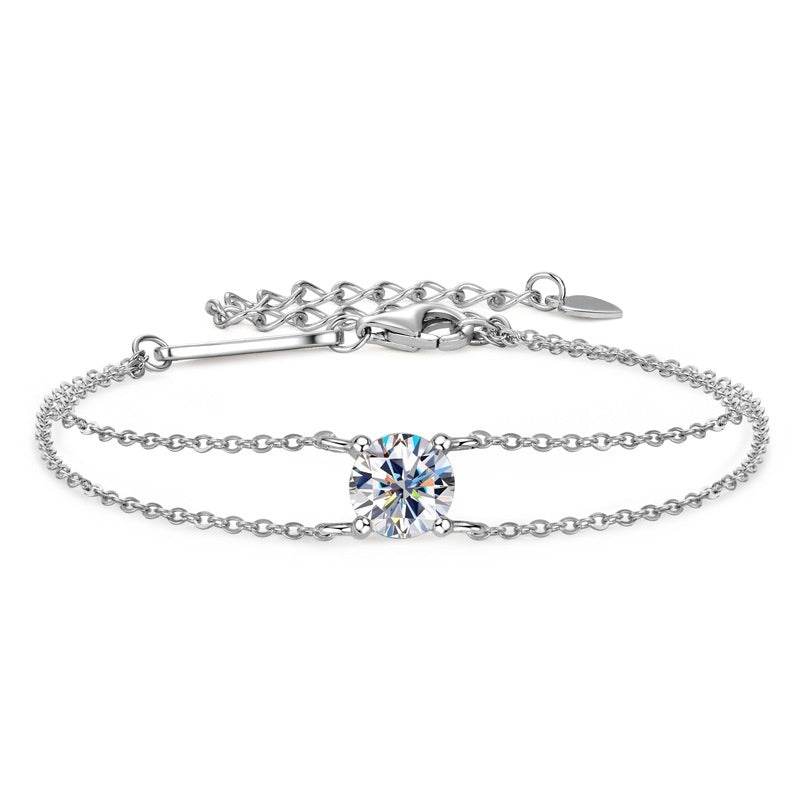 Buy Center Classic Moissanite Bracelet - Elegant 925 Silver Four-Claw Design - Buy Center