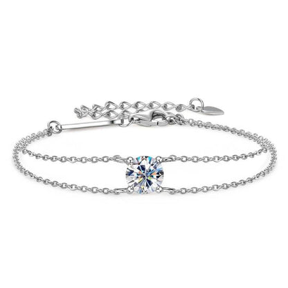 Buy Center Classic Moissanite Bracelet - Elegant 925 Silver Four-Claw Design - Buy Center