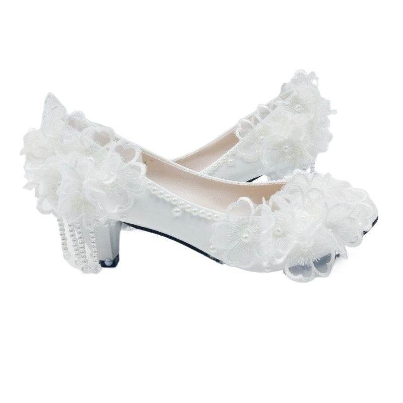 Buycenter Korean Style High-Heeled Pumps - Elegant Flower Rhinestones - Buy Center