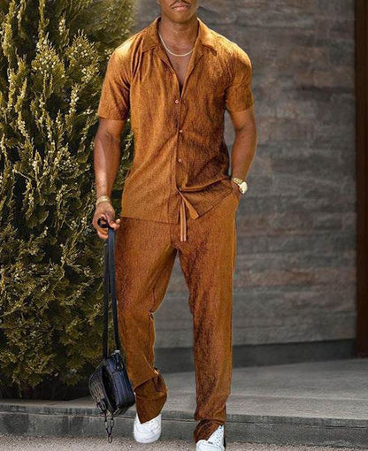 Buycenter 3D Printed Geometric Shirt and Trousers Suit - Stylish Cotton Blend - Buy Center