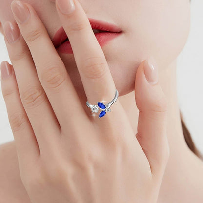 925 Sterling Silver Butterfly Ring - Sapphire Blue Crystal Elegance - Buy Center