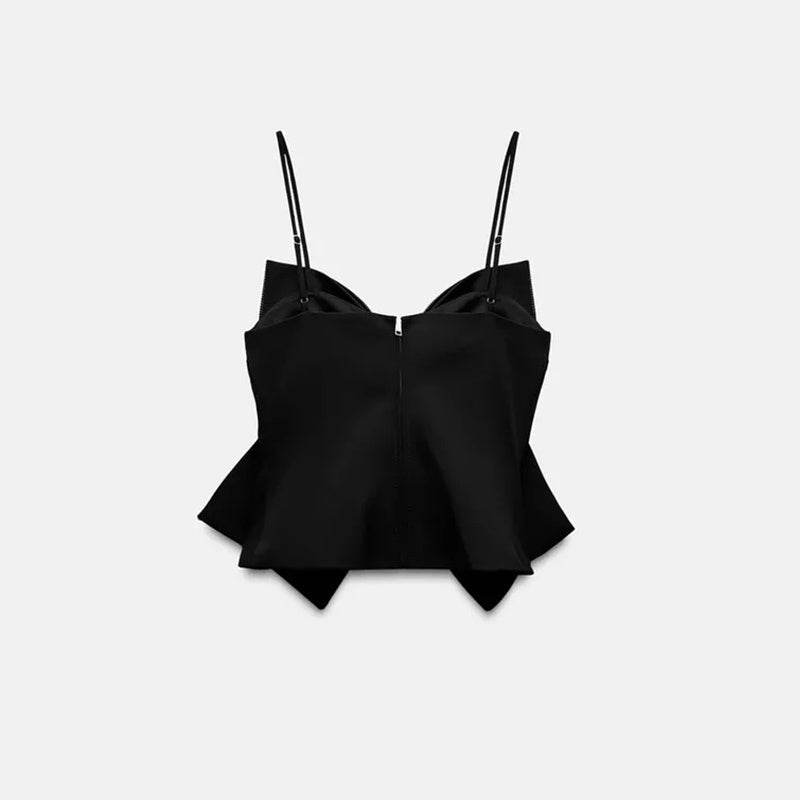 Women's Sleeveless Rhinestone Bowknot Camisole - Chic Black Top for 2025 - Buy Center