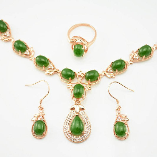 Elegant Natural Chalcedony Jewelry Set - Earrings & Hand Decoration - Buy Center