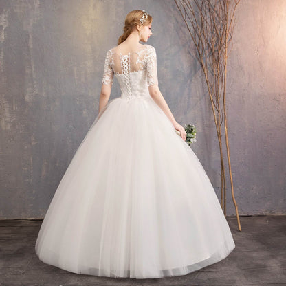 Slim Plus Size Wedding Dress - Mid-Sleeve Organza Puff Skirt Style - Buy Center