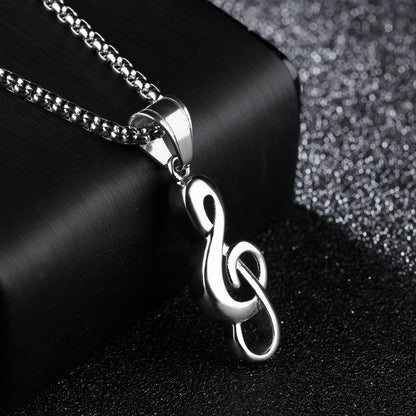 Men's Titanium Steel Music Symbol Necklace - Trendy Fine Jewelry for Music Lovers - Buy Center