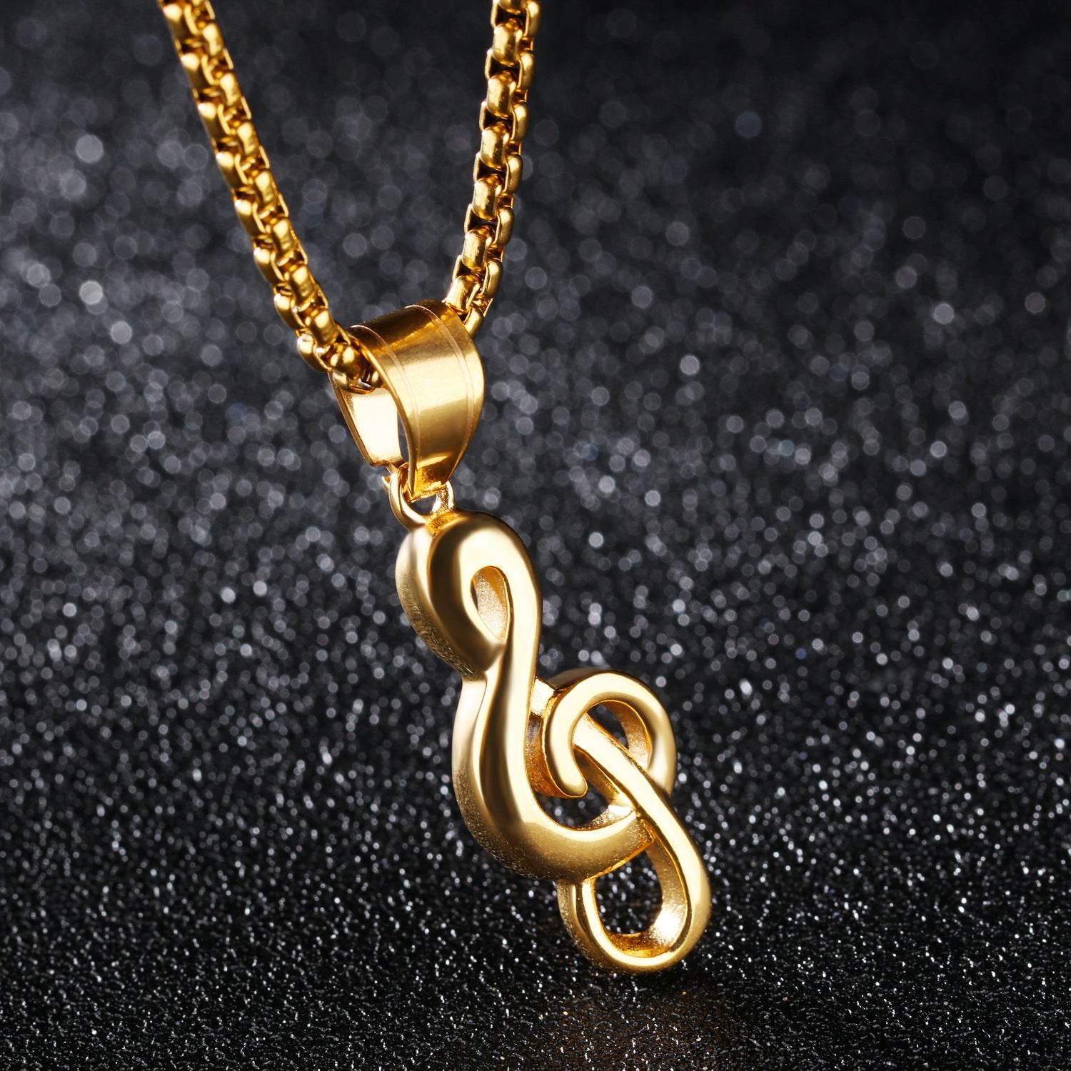 Men's Titanium Steel Music Symbol Necklace - Trendy Fine Jewelry for Music Lovers - Buy Center
