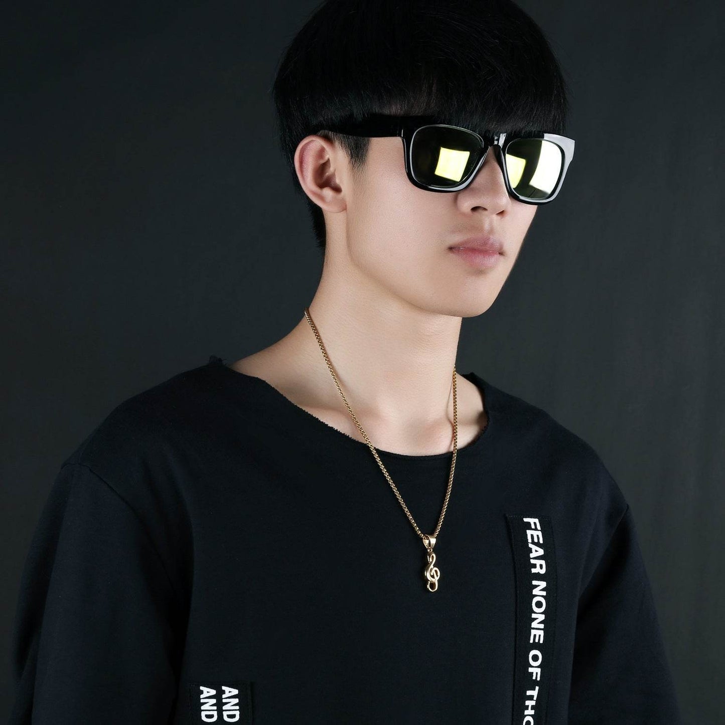 Men's Titanium Steel Music Symbol Necklace - Trendy Fine Jewelry for Music Lovers - Buy Center