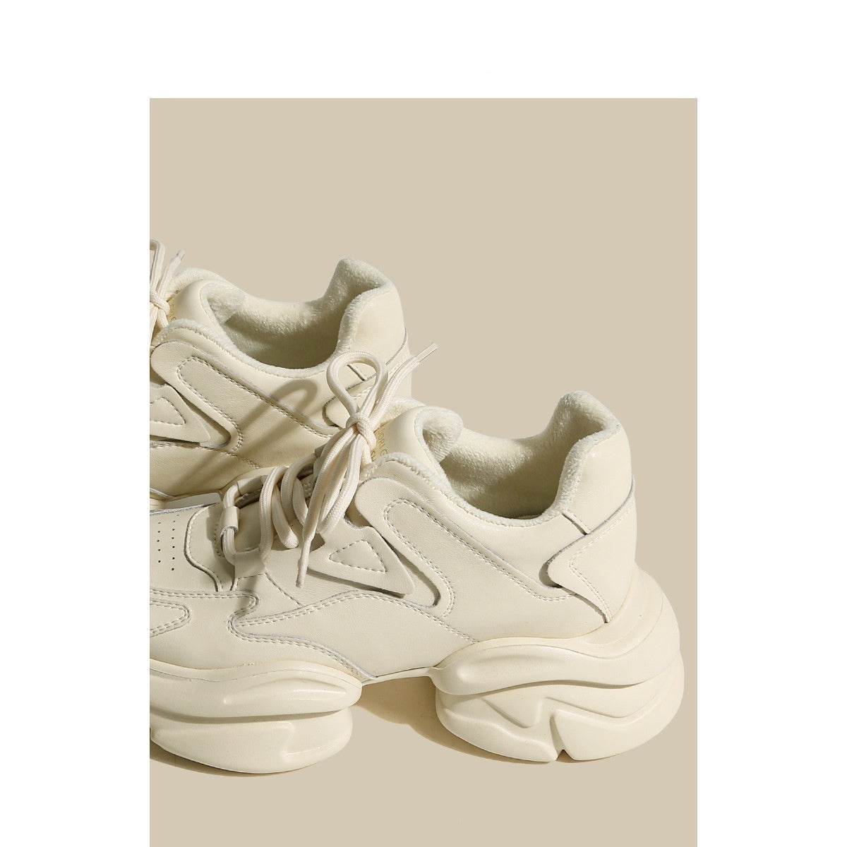 Cowhide Platform Sports Shoes - Height Increasing Casual White Sneakers - Buy Center